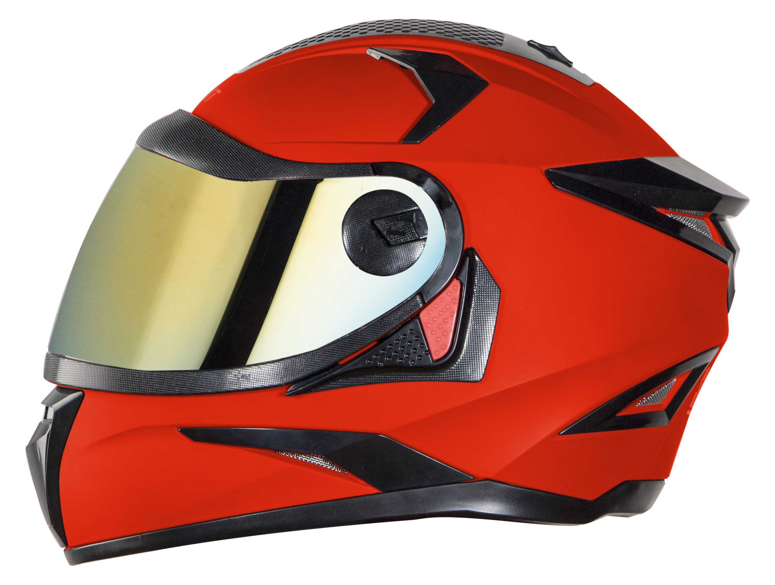 SBH-17 OPT GLOSSY FLUO RED WITH CHROME GOLD VISOR (WITH EXTRA FREE CABLE LOCK AND CLEAR VISOR)